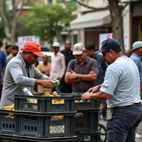grupo quebrando caixotes e expulsando flanelinhas